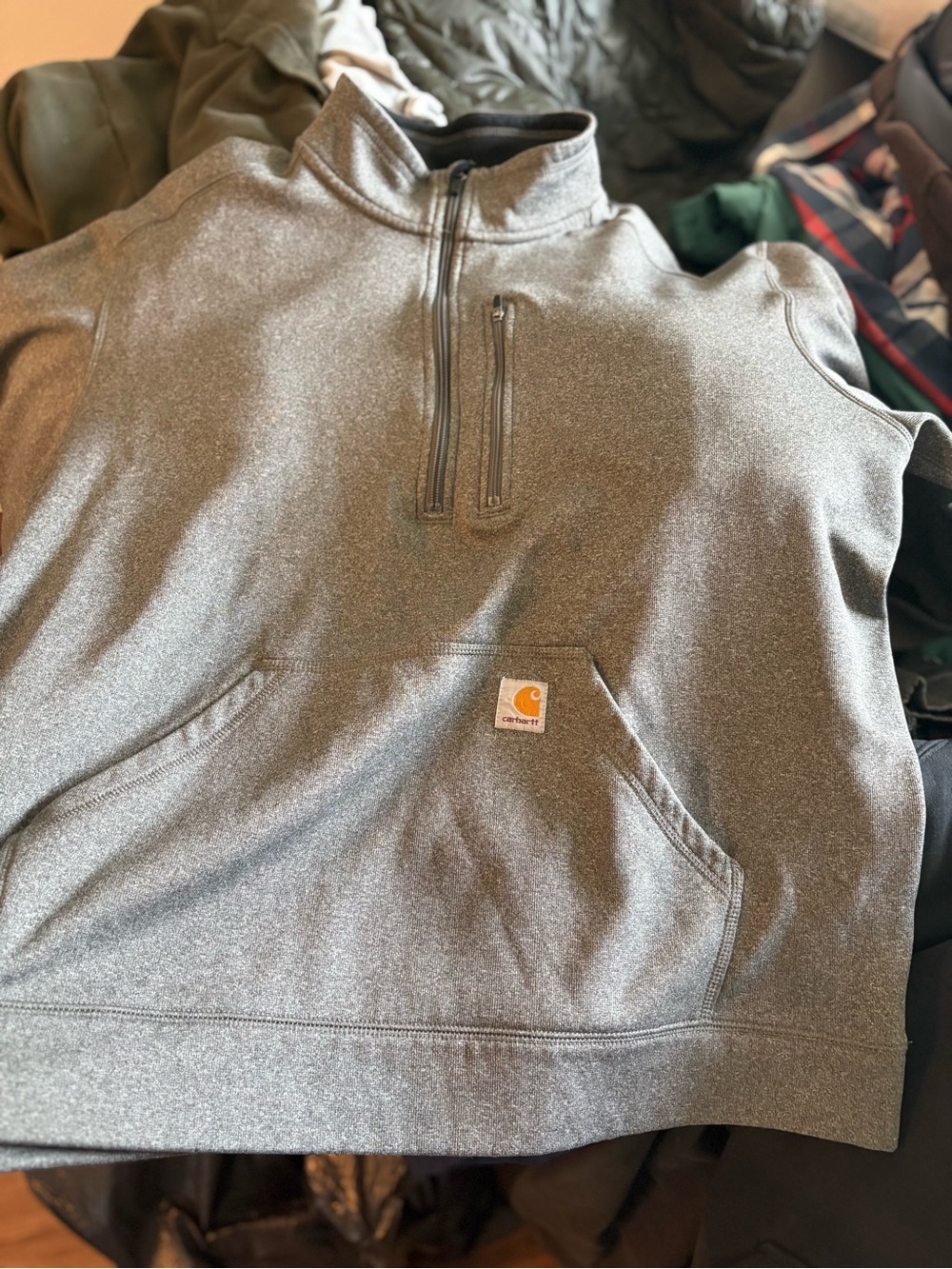 Carhartt Men's Heather Gray Quarter-Zip Pullover Hoodie
